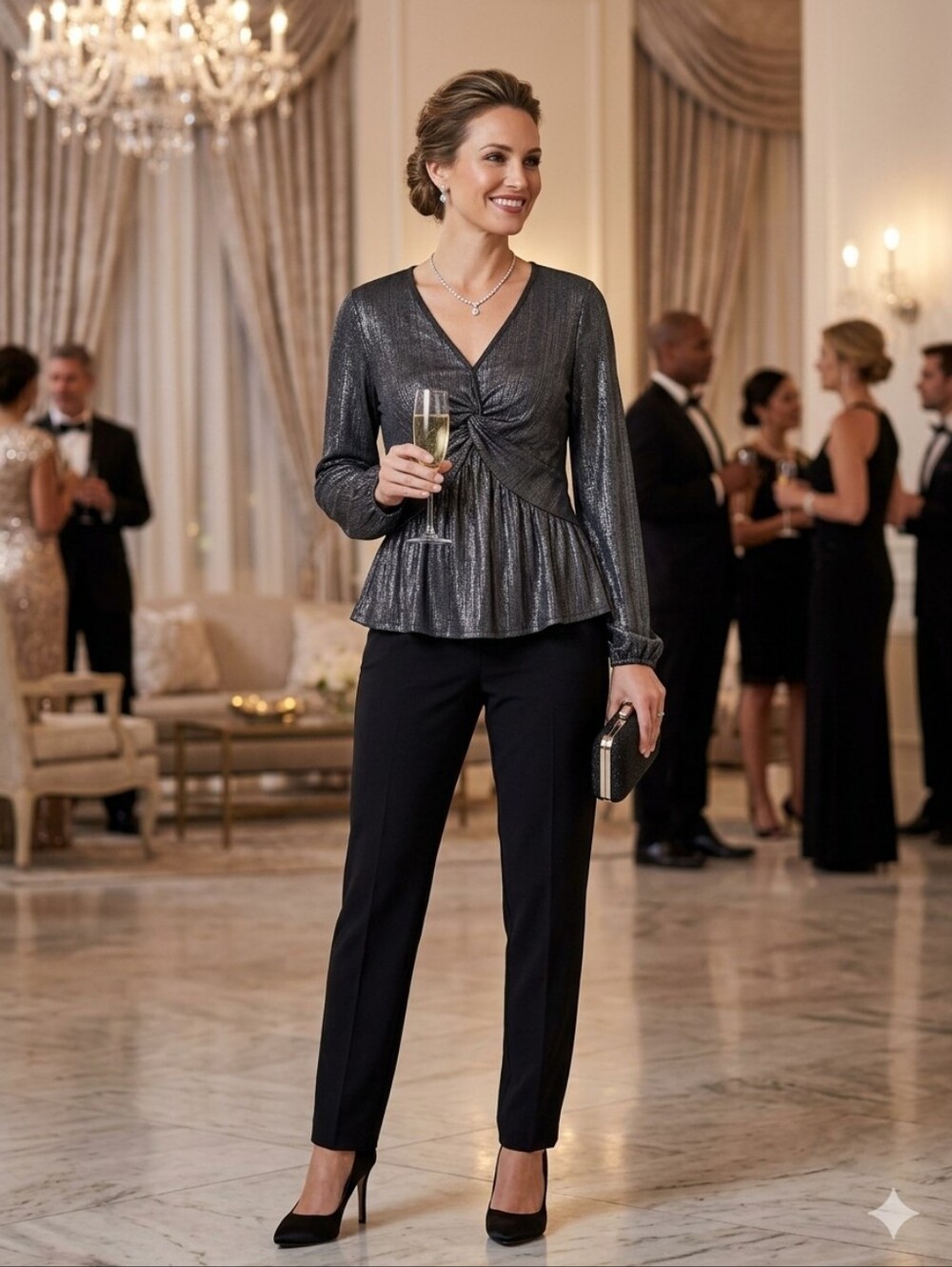 Pewter Shimmer Peplum Top
